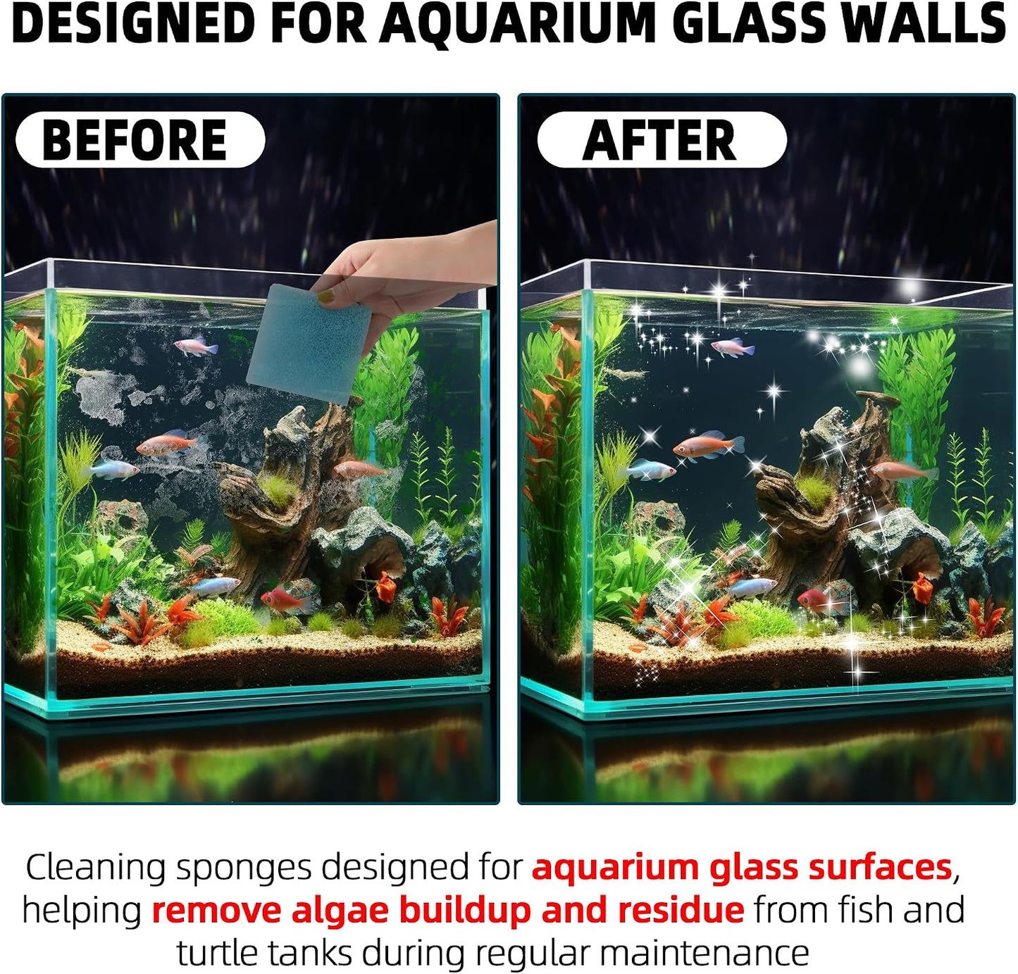 Reusable scratch free glass cleaner block for turtle tanks