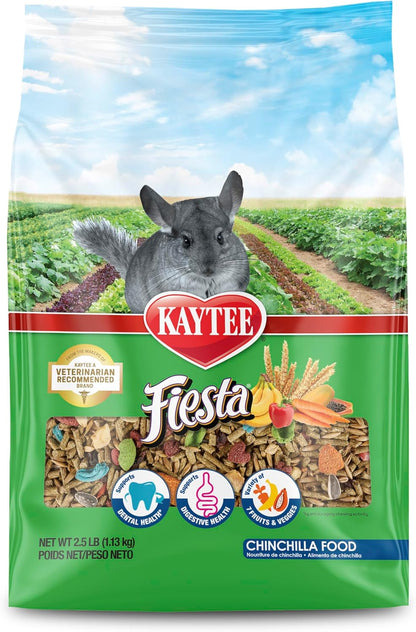 Kaytee Fiesta Chinchilla Food 2.5 pounds front package view premium imported pet food.