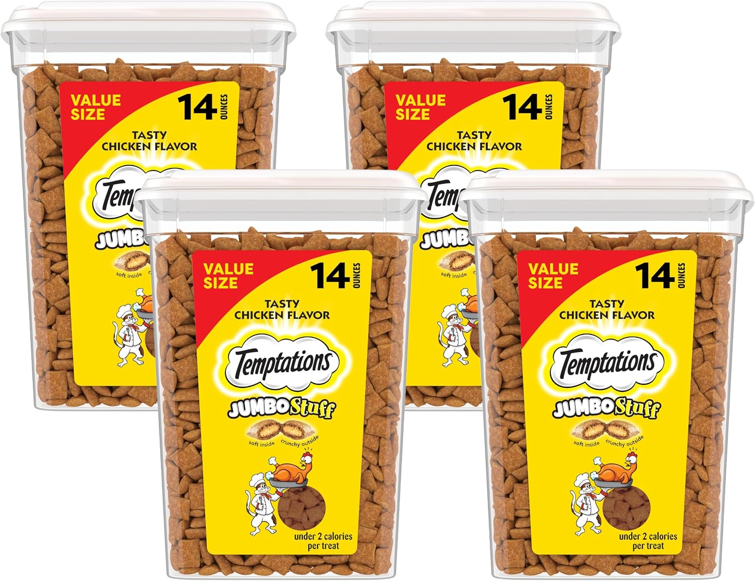 Temptations Jumbo Stuffed Cat Treats, Crunchy and Soft Cat Treats, Tasty Chicken Flavor, 14 oz. Tub - Image 15