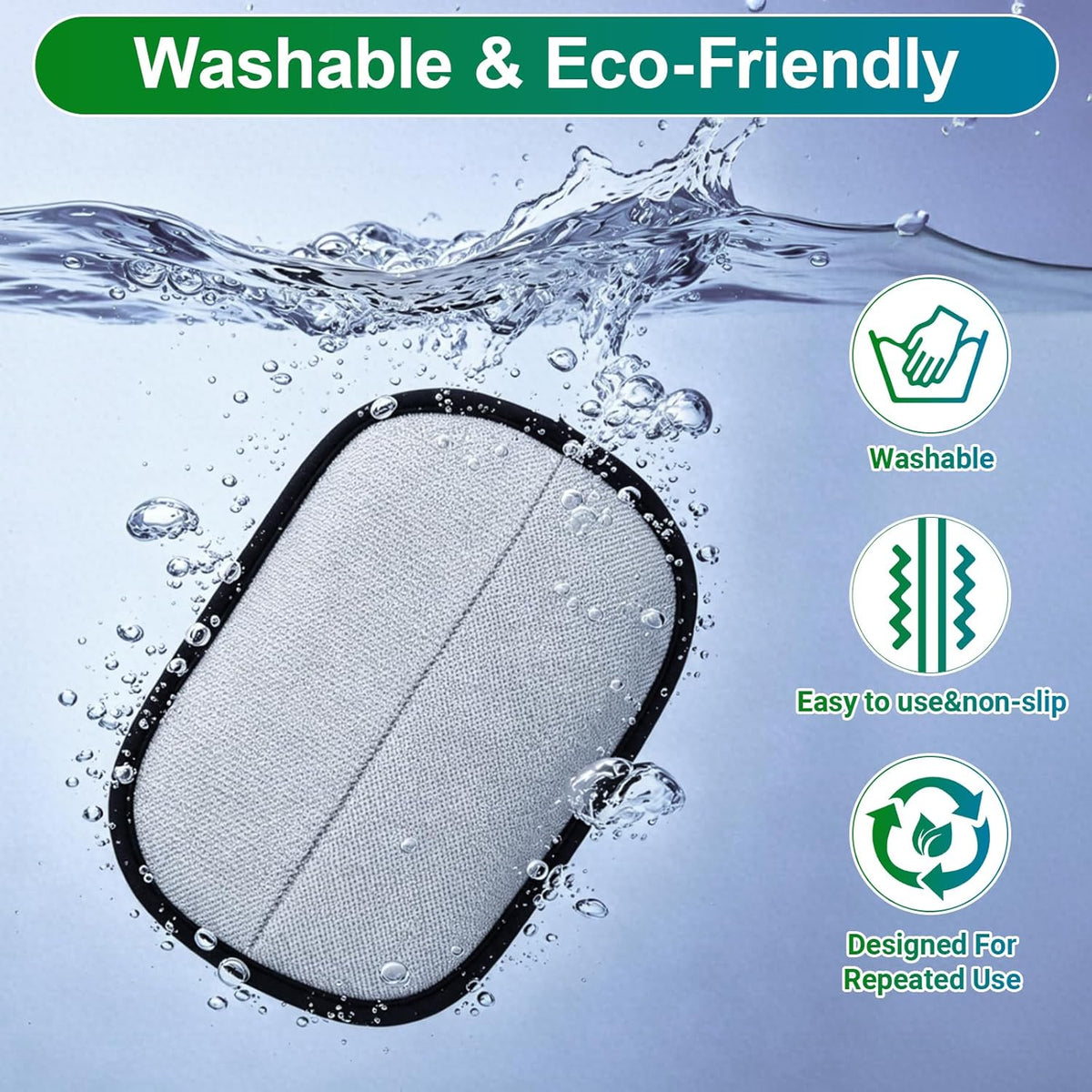 Flexible pet hair cleaning glove picking up lint from car seats