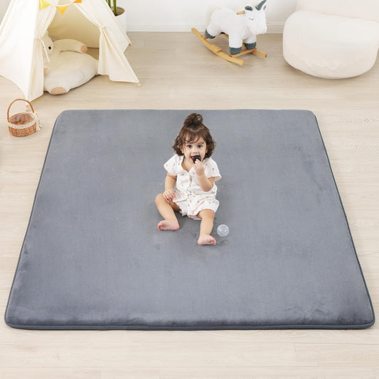 PaPaMat 1.3 Inch Thick Baby Floor Play Mat Dark Grey front view