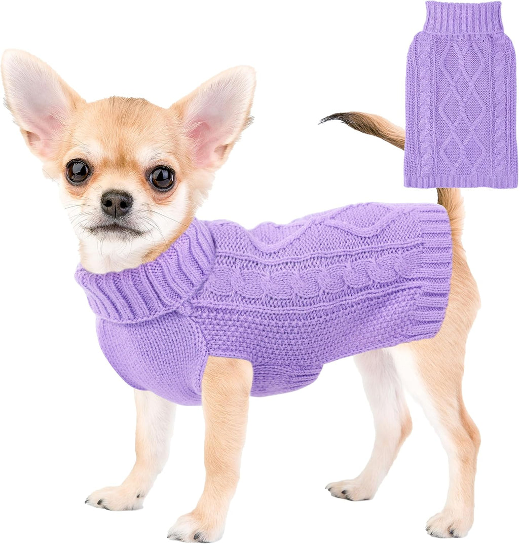 Dog Sweaters for Small Dogs XS Dog Sweater Winter Dog Clothes Boy Chihuahua Yorkie Sweater Warm Pet Clothes Knitted Solid Puppy Sweater Cat Sweater Doggy Turtleneck for Cold Weather (Blue, X-Small) - Image 9