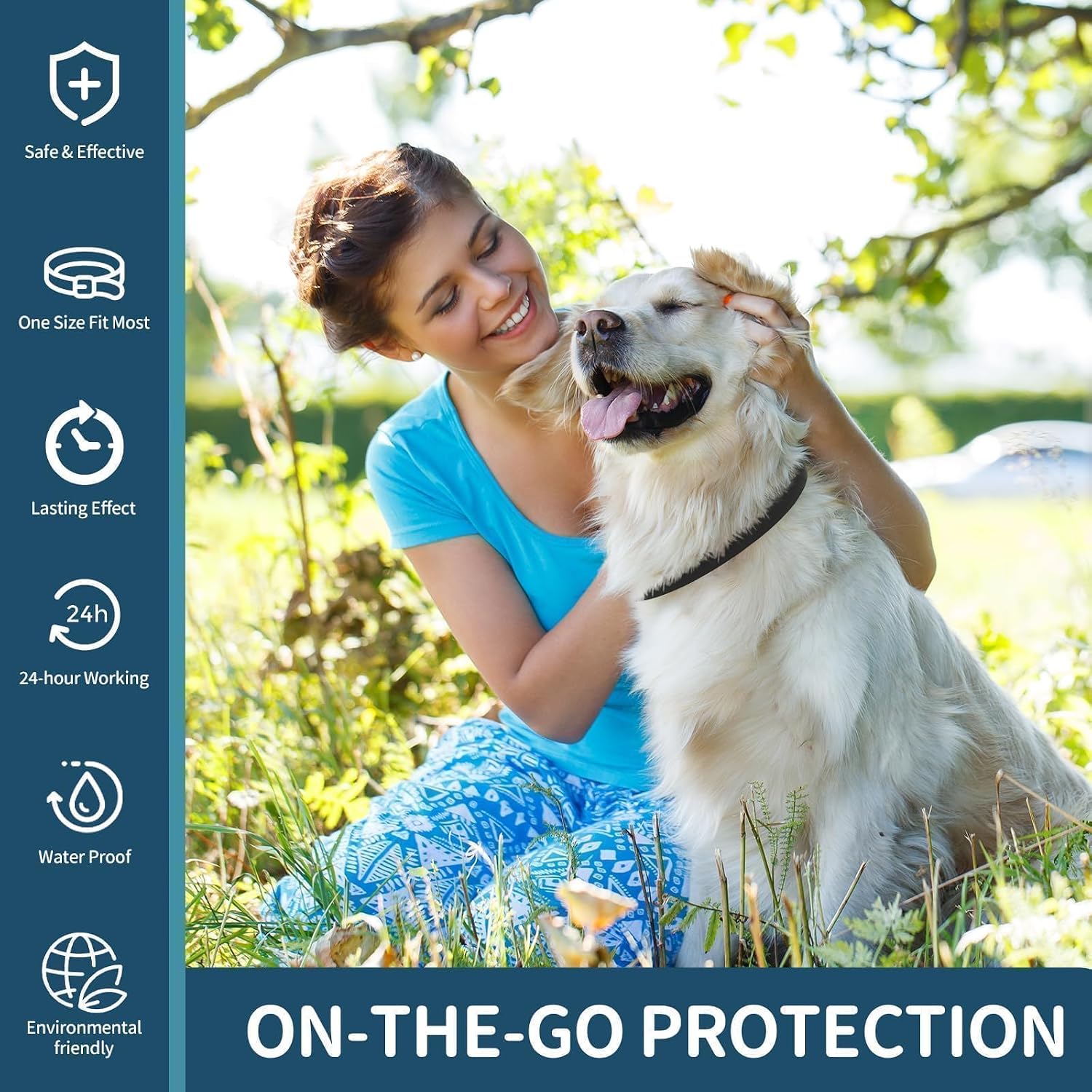 Dog wearing Vicsom black flea and tick collar