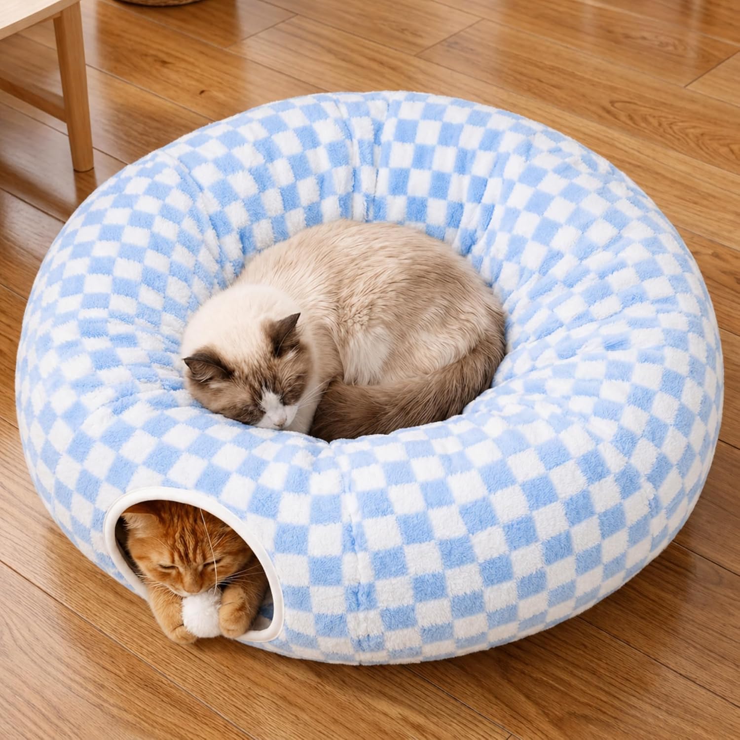 Meowfia Indoor Cat Tunnel with Donut Bed - Large Flexible Play Space for Multiple Pets - Circle or Snake Shape, Cozy Lounge (Jungle Nest) - Image 12