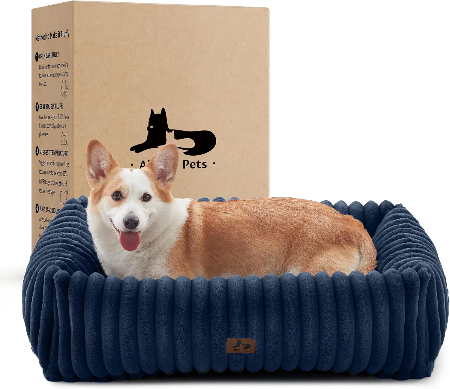 Washable Dog Bed for Small Medium Dogs - Rectangle Orthopedic Corduroy Fleece Pet Bed with Removable Cover and Nonskid Bottom, Calming Puppy Bed Soft Pet Sofa, Cream(25x21x7inchs) - Image 12
