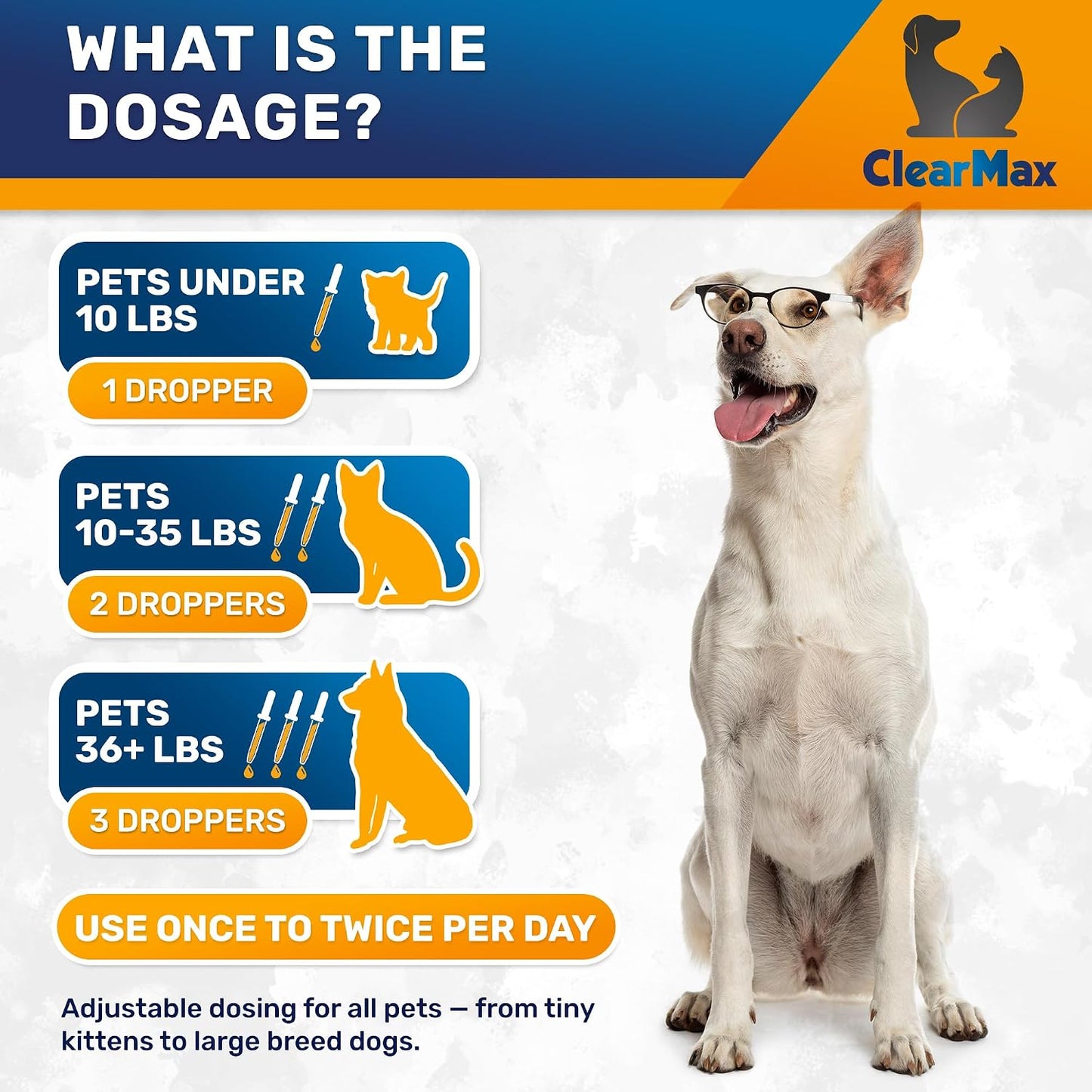 Clear Max cat probiotic supplement liquid formula being added to pet food