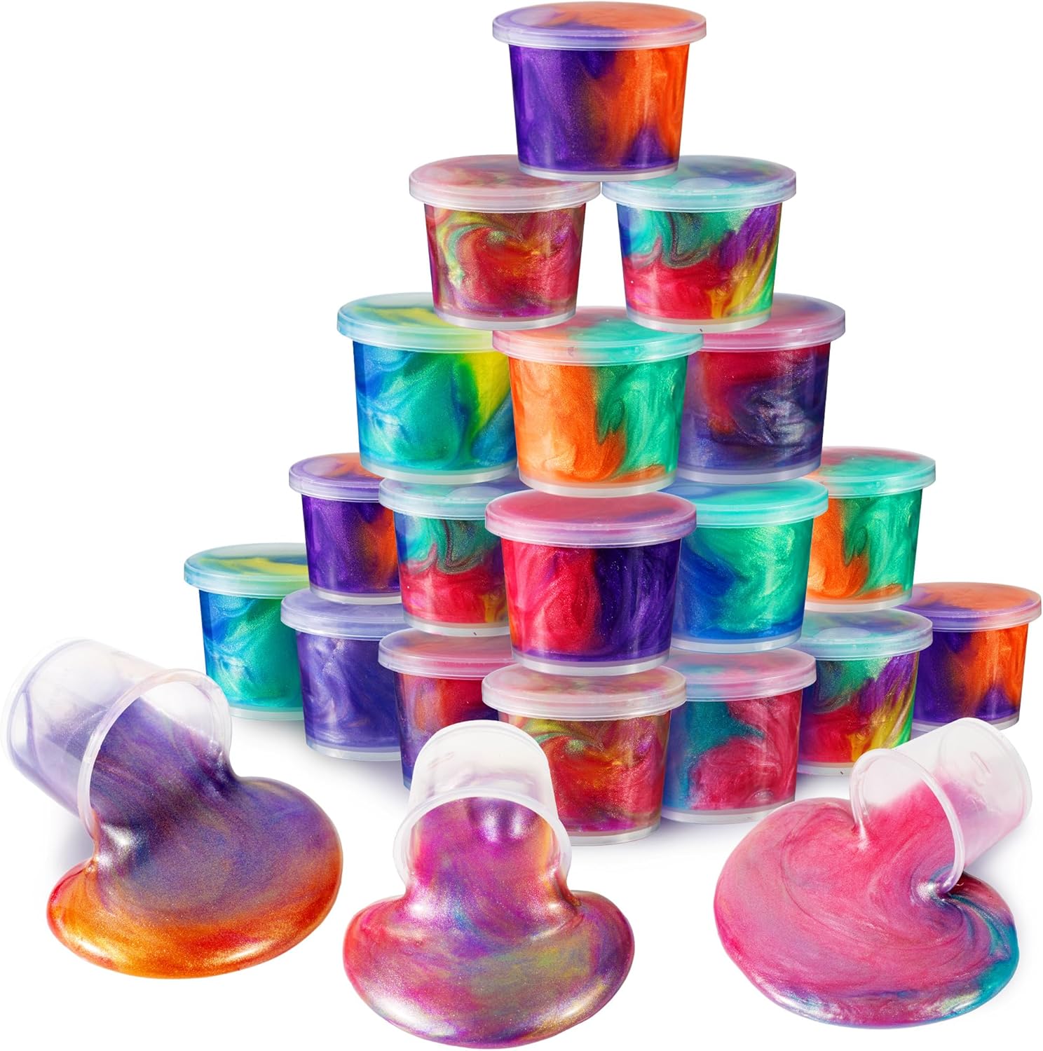 ZDTHNSIAT galaxy slime putty twenty four pack front view showing colorful cosmic containers.