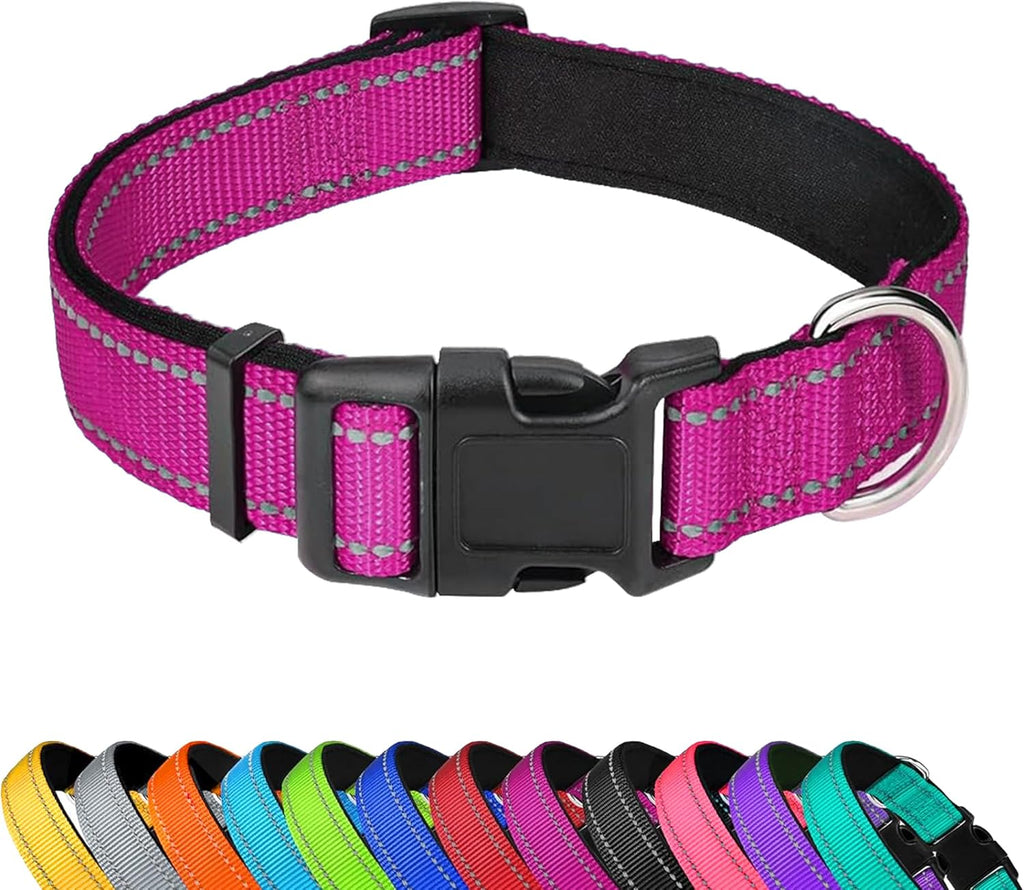 Reflective Dog Collar, Adjustable Soft Neoprene Padded Nylon Pet Collars with Buckle for Medium Dogs, Teal,M - Image 13