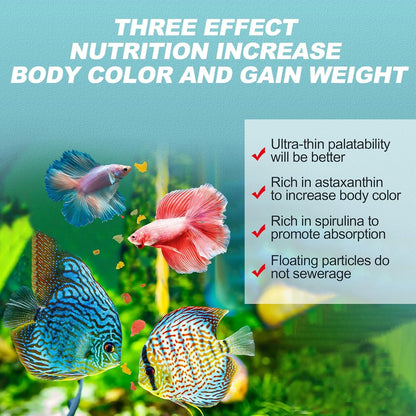 Clean water formula fish food to prevent tank clouding