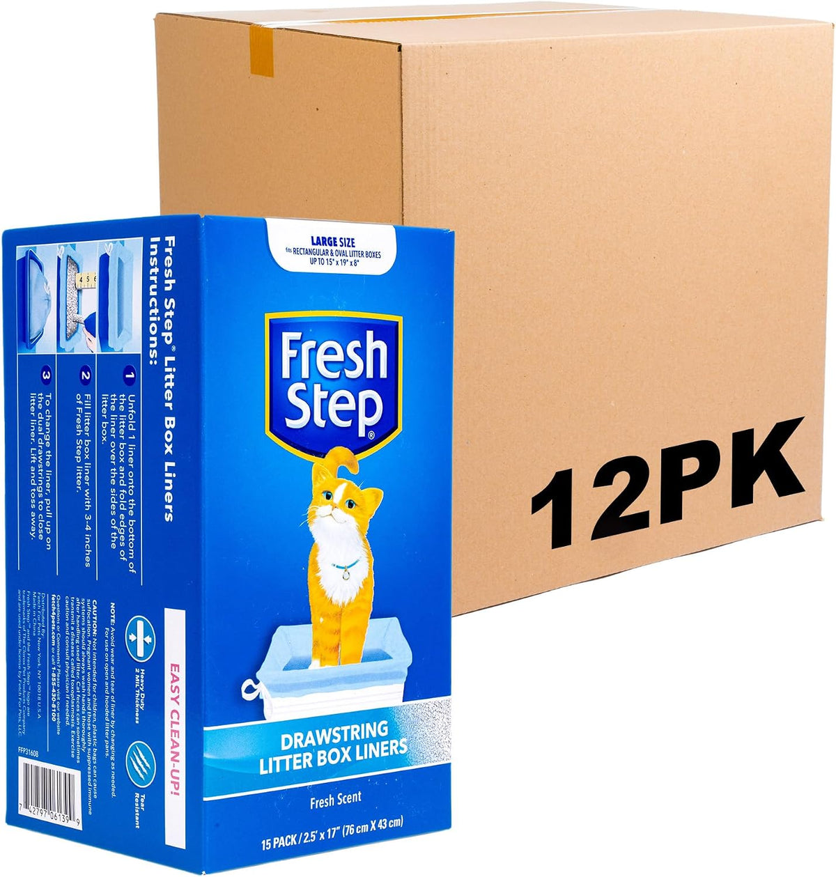 Fresh Step fresh scent kitty litter box liners full product bundle view