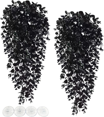 Hamiledyi 2 pack hanging reptile plants front view for terrarium