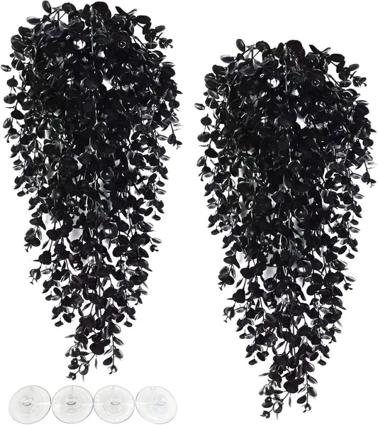 Hamiledyi 2 pack hanging reptile plants front view for terrarium
