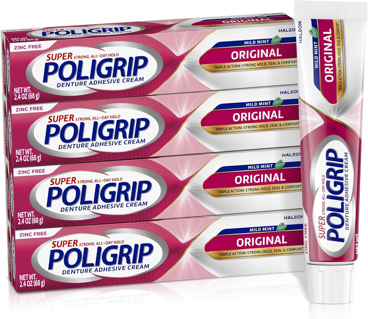 Super Poligrip Original Formula Zinc Free Denture and Partials Adhesive Cream, 2.4 ounce - Image 9