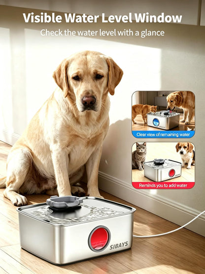Side view of Sibays automatic quiet dog water dispenser