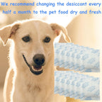 Premium imported pet feeder desiccant bags highlighting the compact dimensions