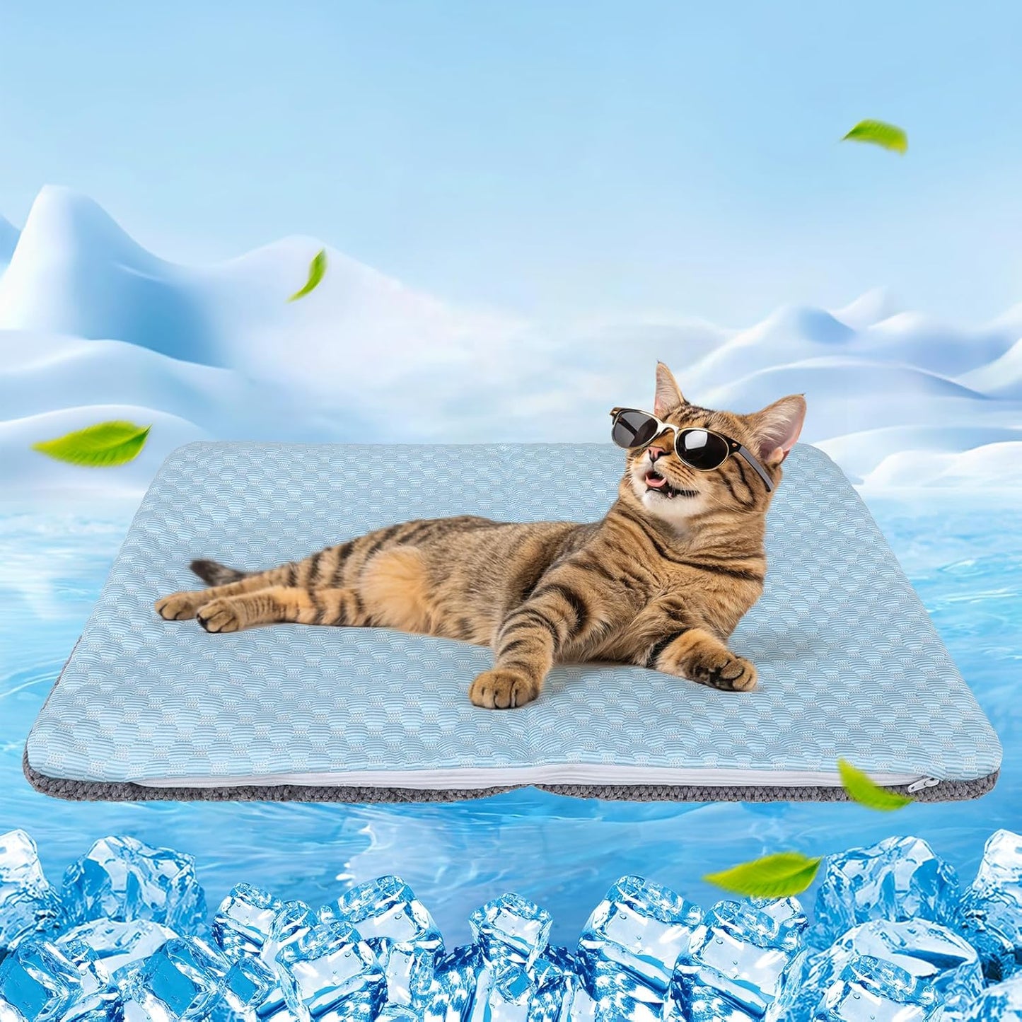 BEAUTYZOO cooling mat for cats and dogs front view ice silk pet bed