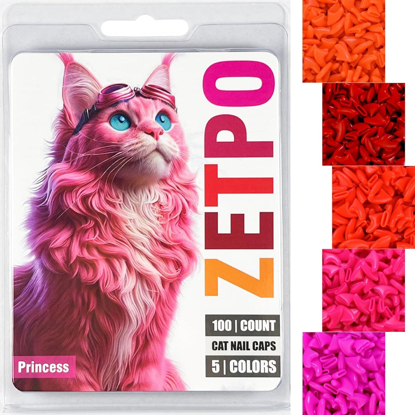 zetpo 100 pcs Cat Nail Caps | Cat Claw Covers | with Adhesives and Applicators (M, Purple, Violet, Blue, Sky Blue, Turquoise) - Image 12
