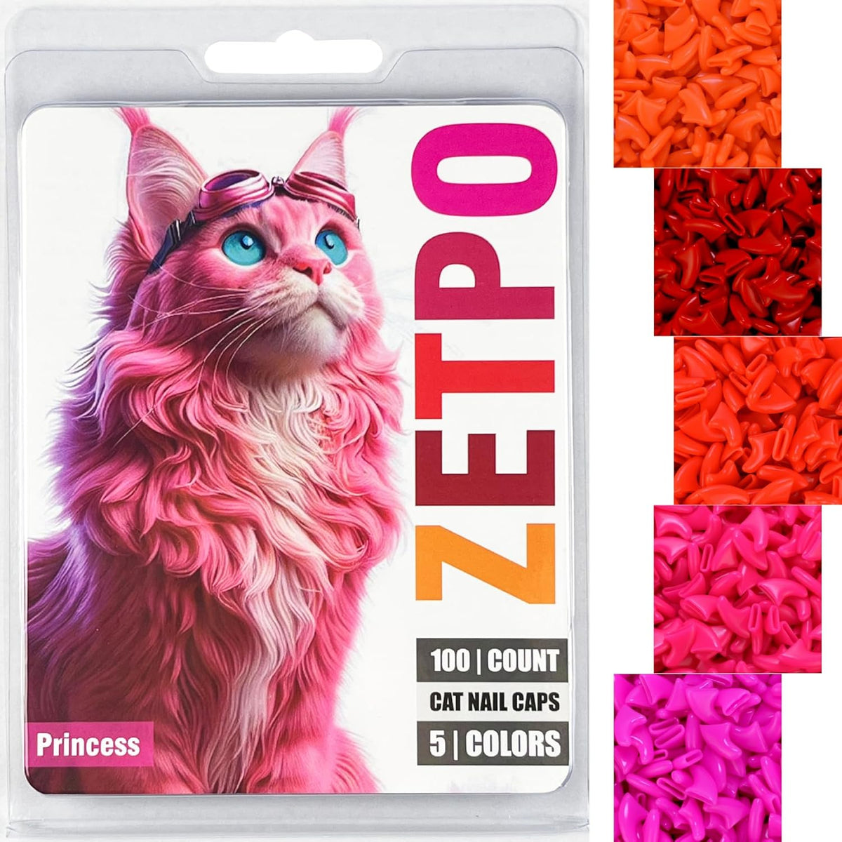 zetpo 100 pcs Cat Nail Caps | Cat Claw Covers | with Adhesives and Applicators (M, Purple, Violet, Blue, Sky Blue, Turquoise) - Image 12