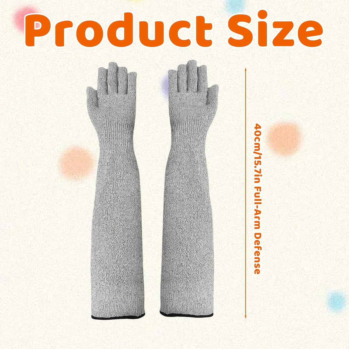 NCXFTP aramid fiber cat grooming gloves showing 16 inch forearm coverage