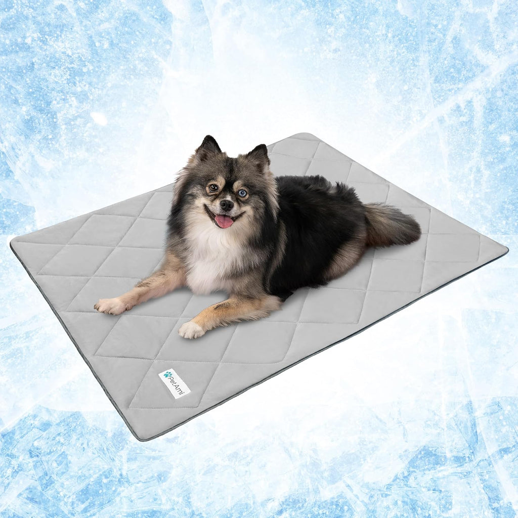 PetAmi Premium Cooling Dog Blanket light grey front view