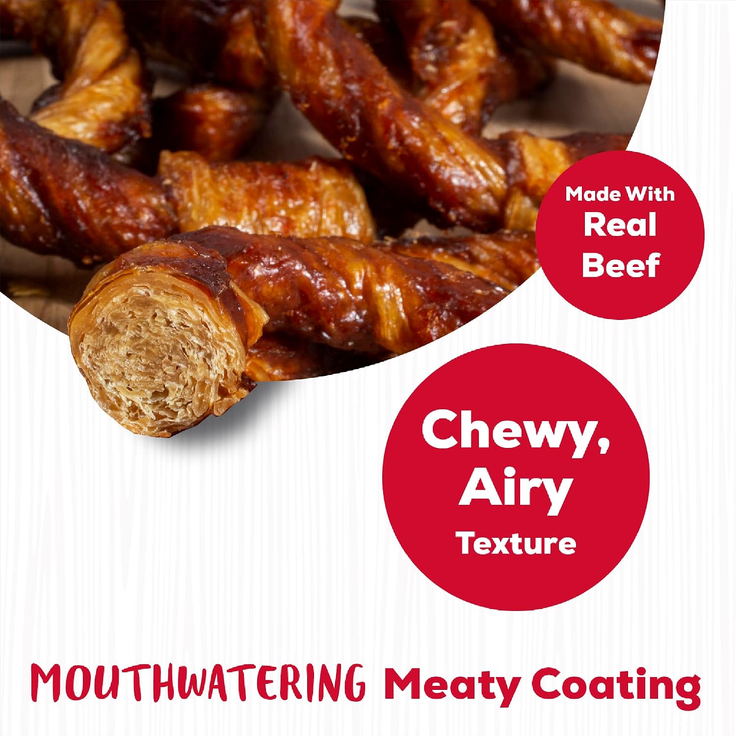 Highly digestible rawhide free dog treats made with real beef