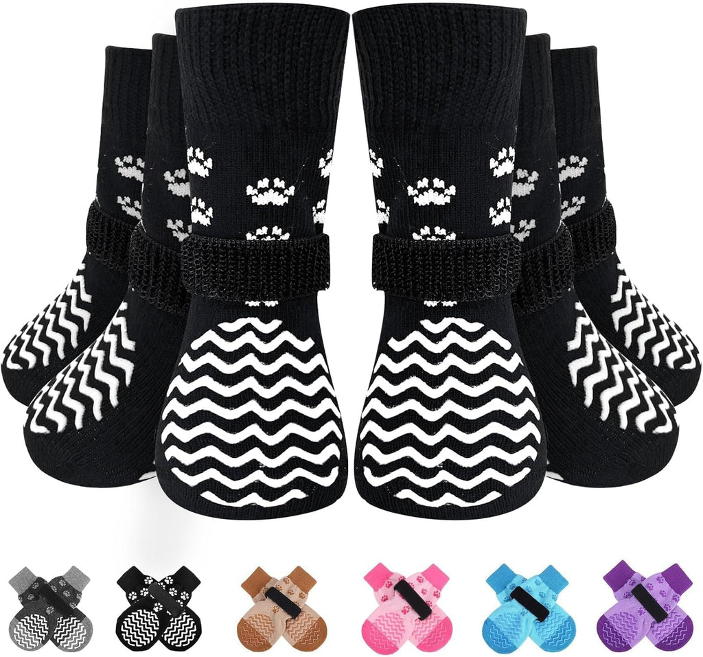 Expawlorer anti-slip dog socks front view with rubber grips