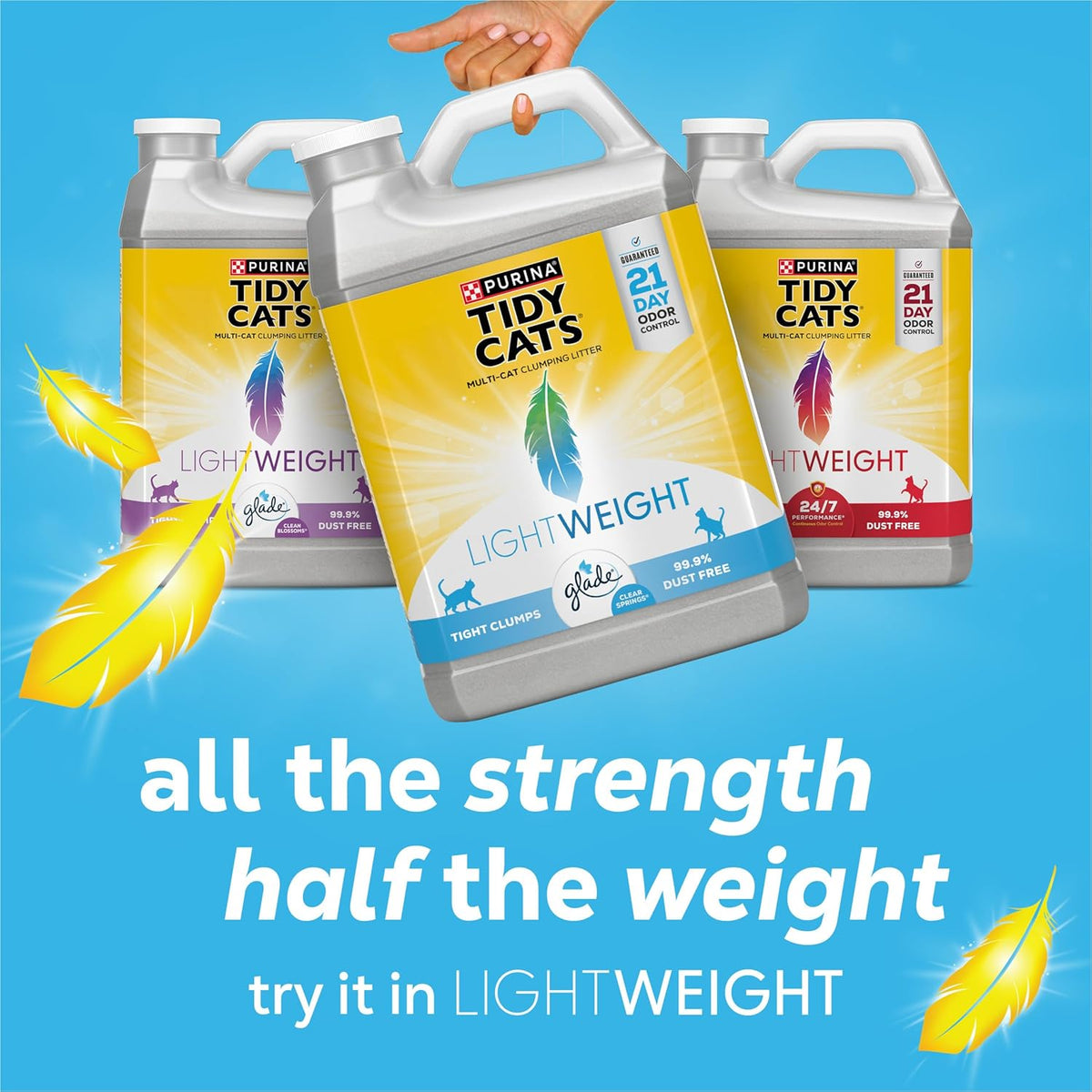 Lifestyle shot of cat litter box with fresh Glade scented granules