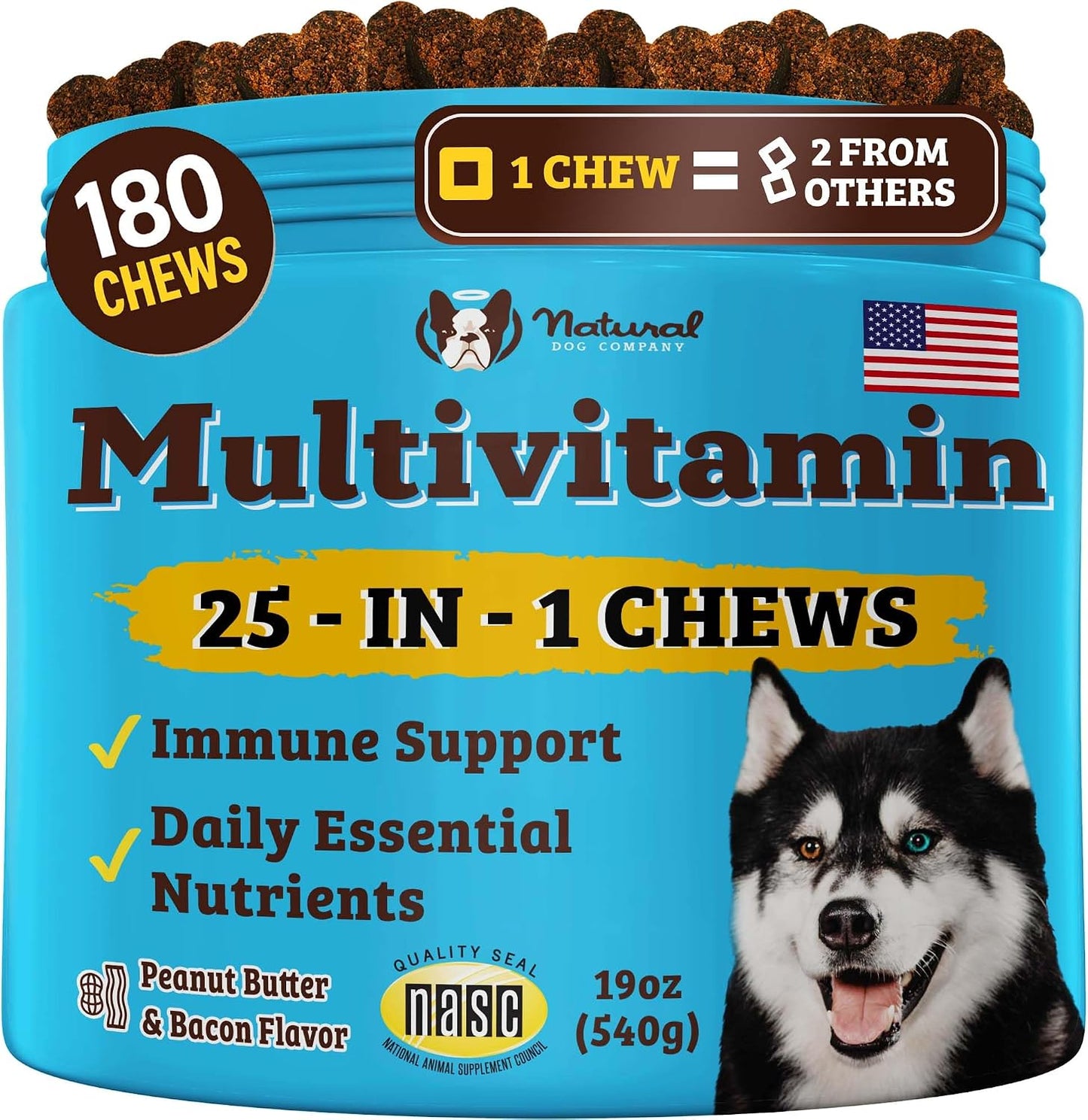 Natural Dog Company 25-in-1 Multivitamin for Dogs - Vet-Formulated Soft Chews for Puppies, Adults & Seniors, Supports Joints, Skin, Coat, Immune & Heart Health, NASC Certified, 90 Count - Image 13