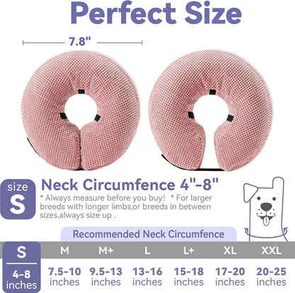 Loflaze pink soft pet cone showing the quick inflation air valve