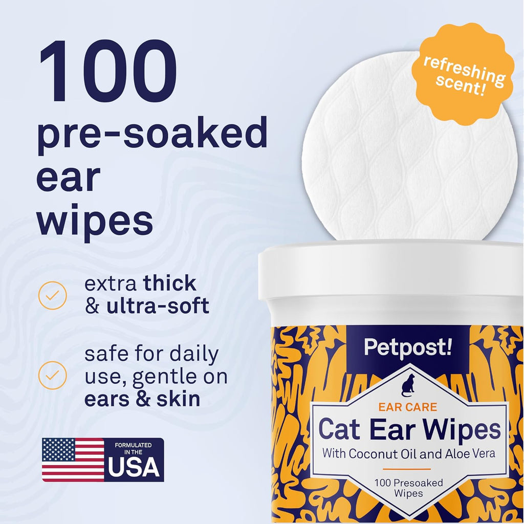 Side profile of Petpost cat ear wipes packaging