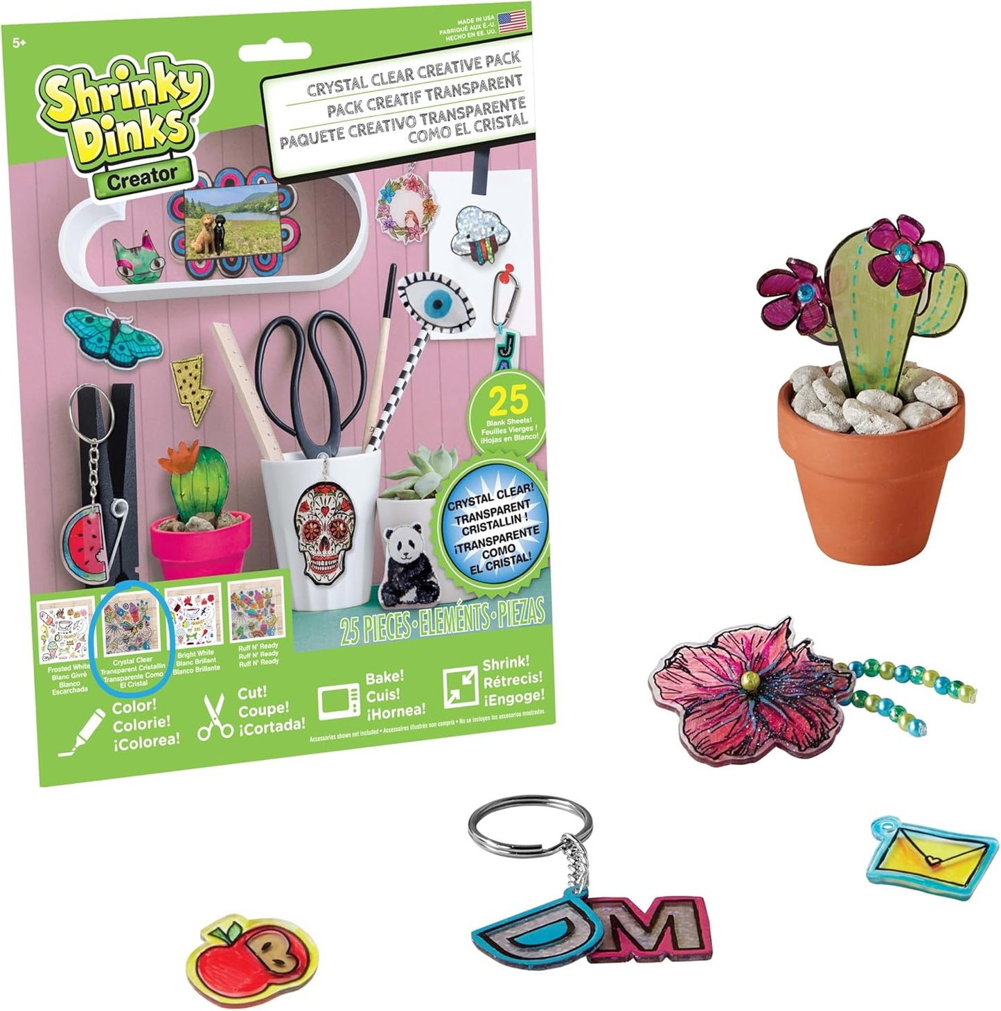 Just Play Shrinky Dinks Creative Pack front view showing the 25 sheets packaging for kids DIY crafts.