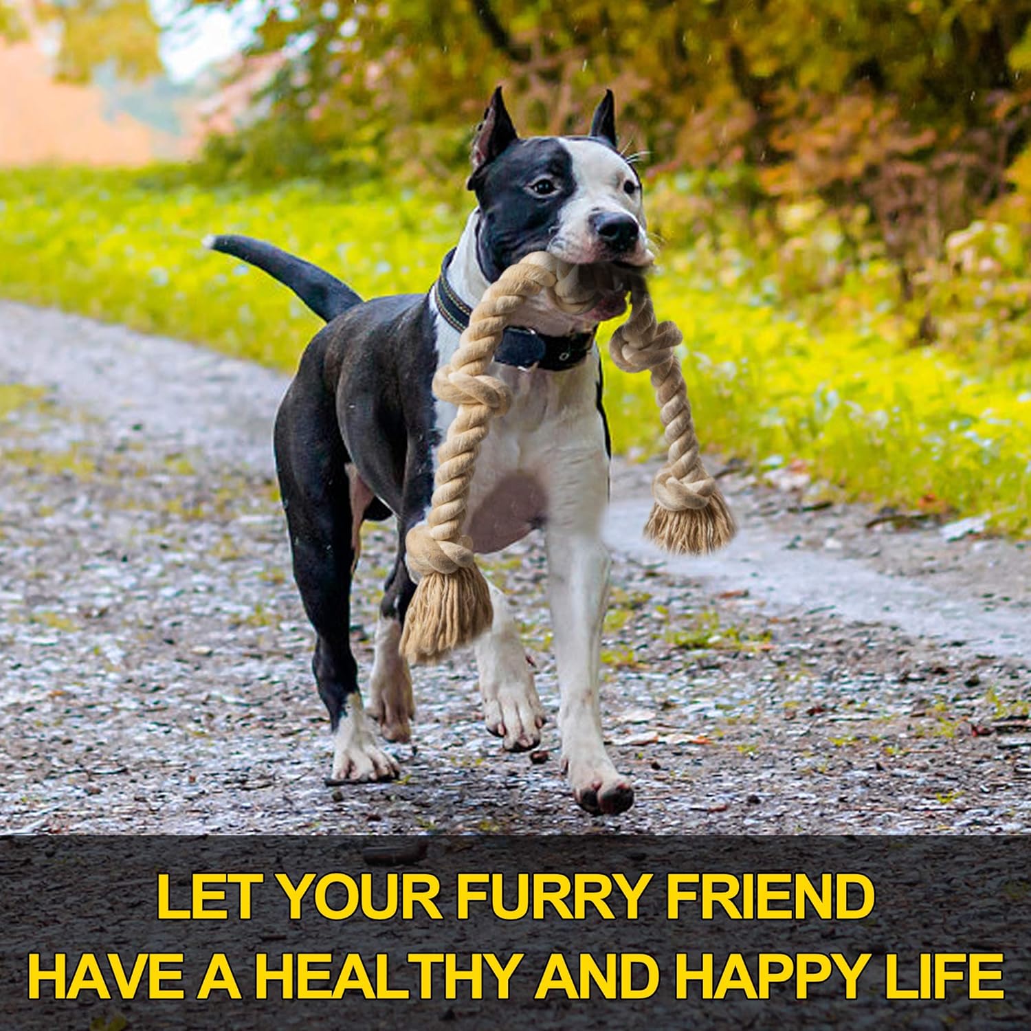 Fida indestructible pulling rope for large dogs showcasing its thick dental cleaning fibers.