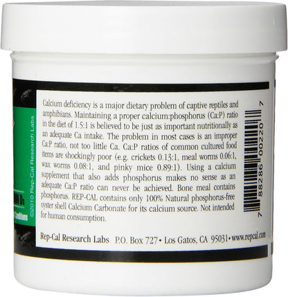Rep-Cal calcium powder supplement label details