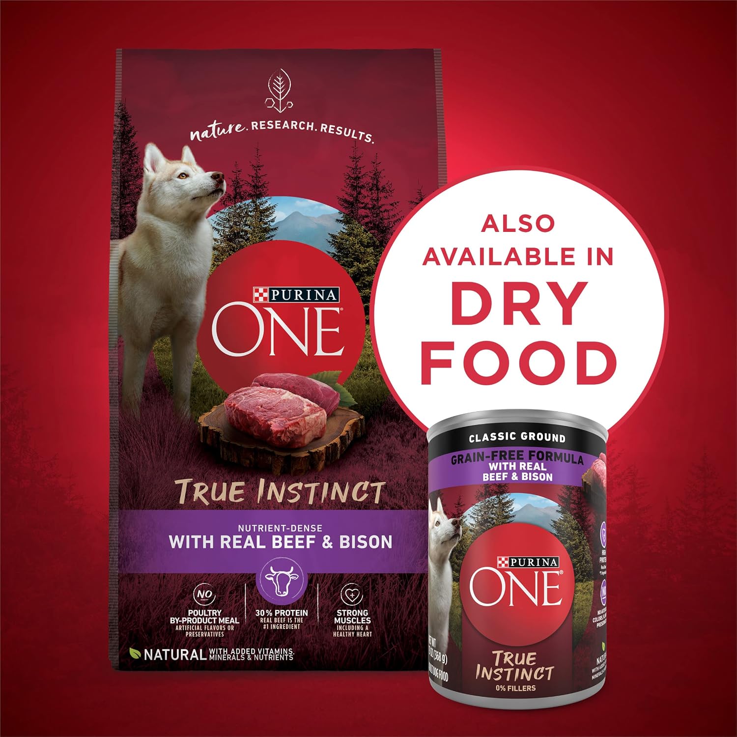 Purina ONE Wet Dog Food True Instinct Classic Ground Grain-Free Formula With Real Beef and Bison High Protein Dog Food - (Pack of 12) 13 oz. Cans - Image 9