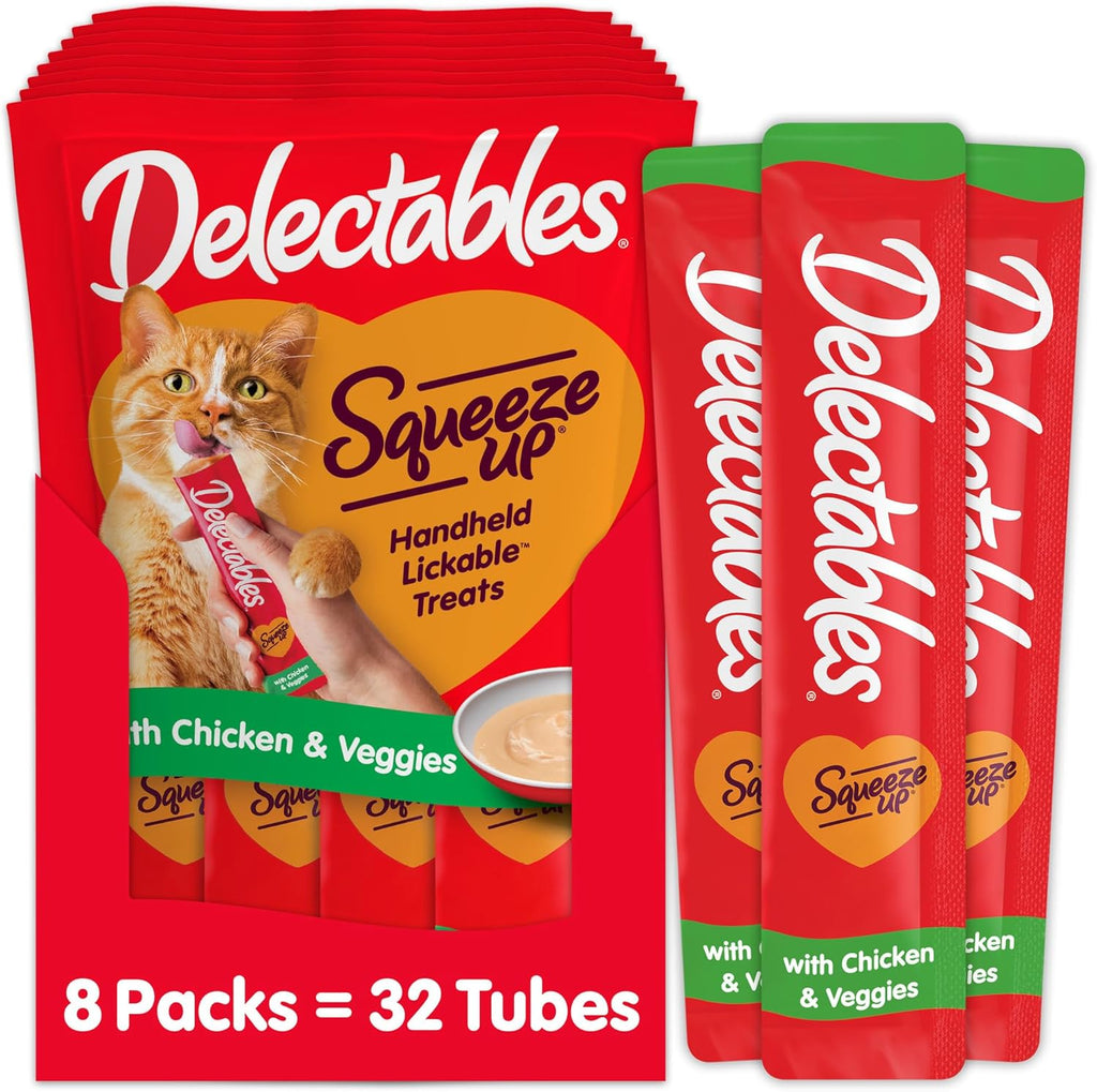 Delectables squeeze up chicken and veggies front view packaging