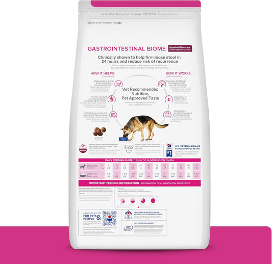 Hill's Gastrointestinal Biome 27.5 pound bag showing ActivBiome+ technology logo.