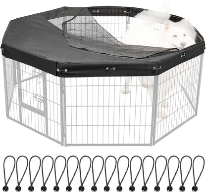 Colewin dog playpen cover front view showing half mesh and half fabric design.