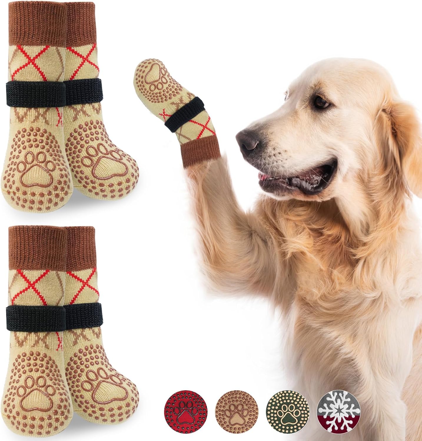 BEAUTYZOO Dog Socks to Prevent Licking Paws -Dog Shoes for Hot Pavement & Hardwood Floors Anti Slip, Traction Control Boots & Paw Protectors with Double Side Grips for Small Medium Large Senior Dogs - Image 14