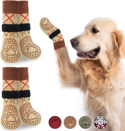 BEAUTYZOO Dog Socks to Prevent Licking Paws -Dog Shoes for Hot Pavement & Hardwood Floors Anti Slip, Traction Control Boots & Paw Protectors with Double Side Grips for Small Medium Large Senior Dogs - Image 14