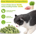 Authentic USA imported natural cat grass snacks packaging showing ingredients
