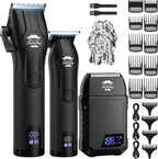 BILLAR professional barber hair clippers front view showing the digital display and matte black finish
