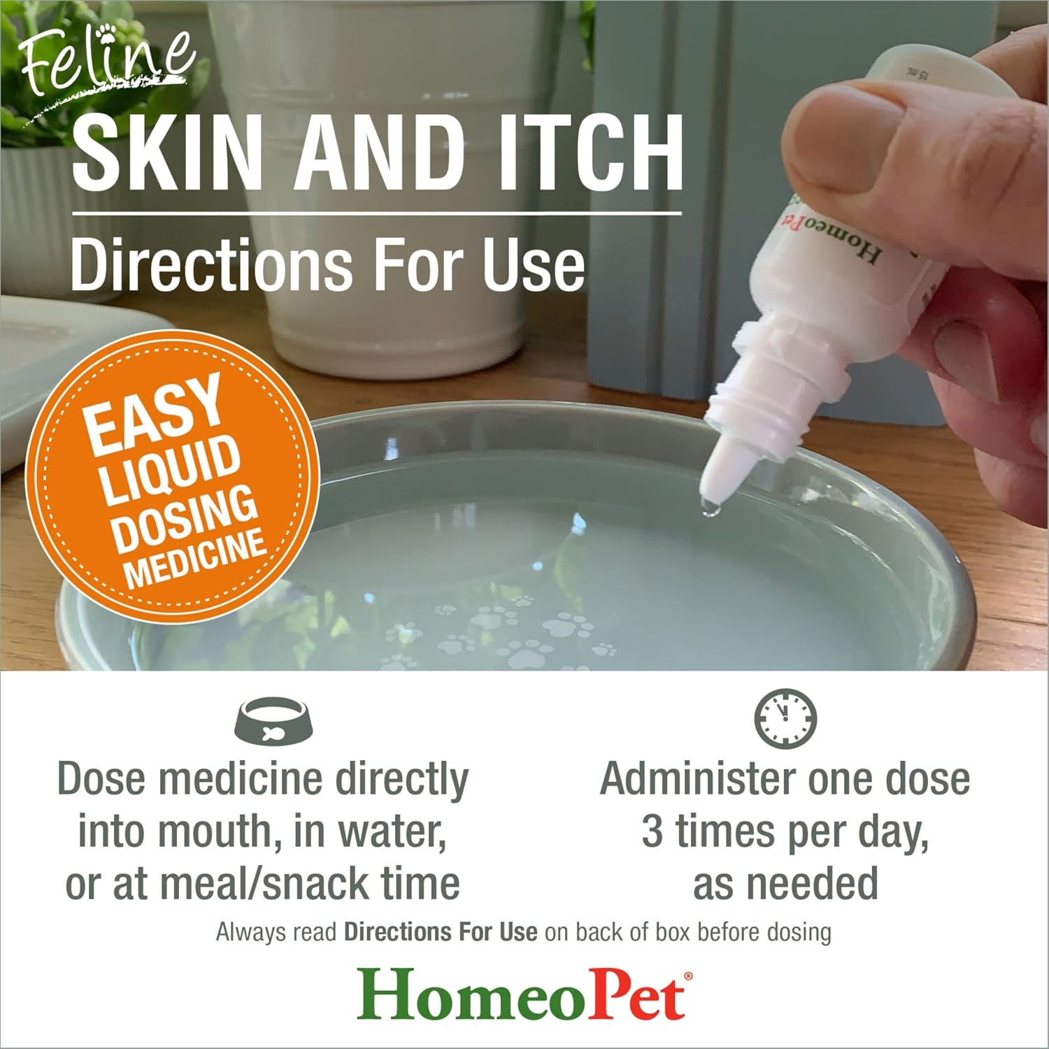 Natural cat scratching and chewing relief drops side label information