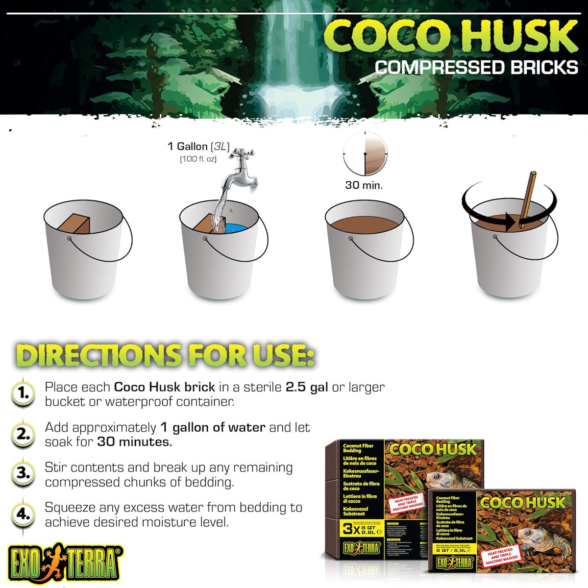 Exo Terra natural coconut husk brick for tropical enclosures