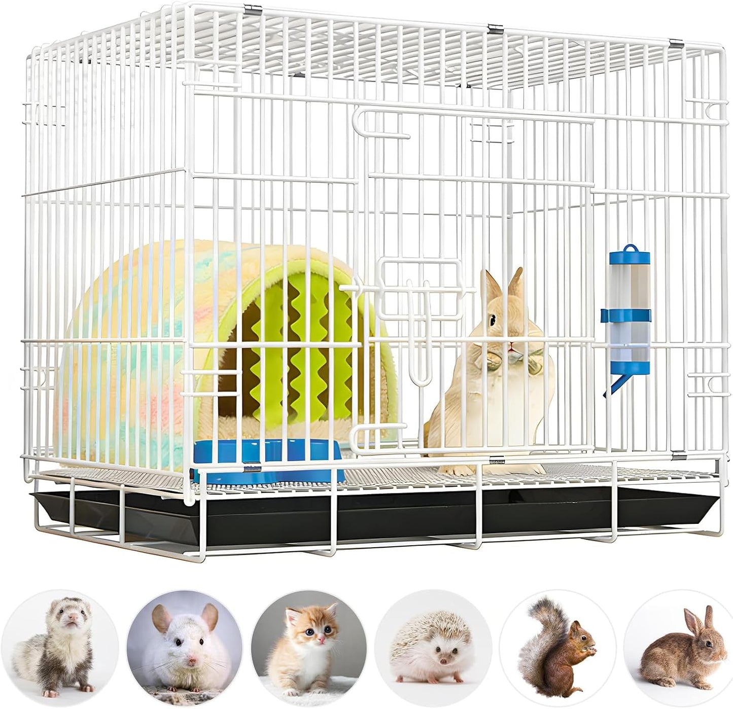 Small Animal Cage Indoor, Hamster Cage with Water Bottle & Food Bowl & Washable Small Nest, Guinea Pig Cage for Ferret, Chinchilla, Bunny, Kitten, Hedgehog, Squirrel, Rat, Rabbit - Image 1
