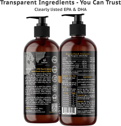 Omega-3 Fish Oil for Dogs & Cats - 2-Pack (16 fl oz Each) High-Potency Wild-Caught Fish Oil with 800 mg EPA + 525 mg DHA per Teaspoon, Supports Skin & Coat and Joint Health Supplement - Image 10