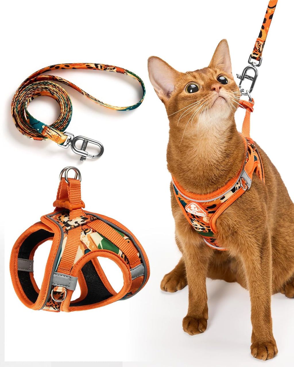 PetThem Upgraded Cat Harness and Leash Set - Step-in Escape Proof Adjustable Cat Harness, Comfortable Soft Lightweight, Reflective Harness for Walking, Travel, Camping (Hawaii Green, M) - Image 9