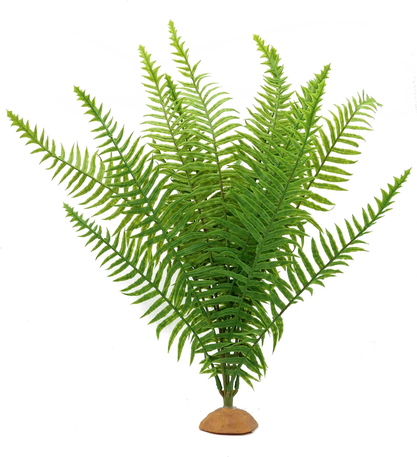Side view of JIHAQUA artificial fern inside a lizard tank