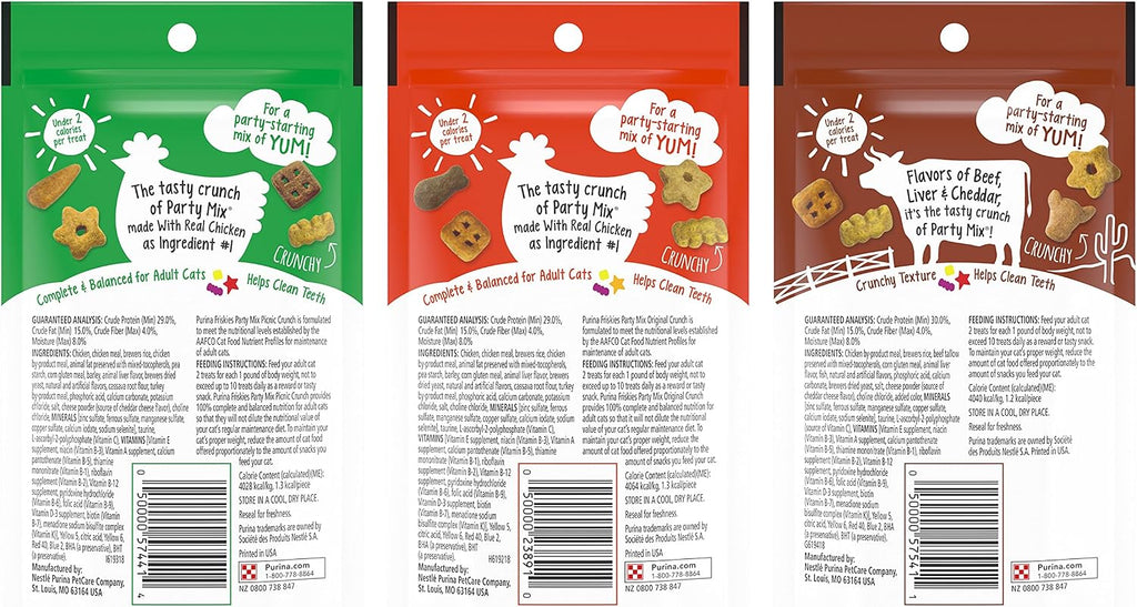 Friskies cat treat variety pack showing picnic crunch flavor pouch
