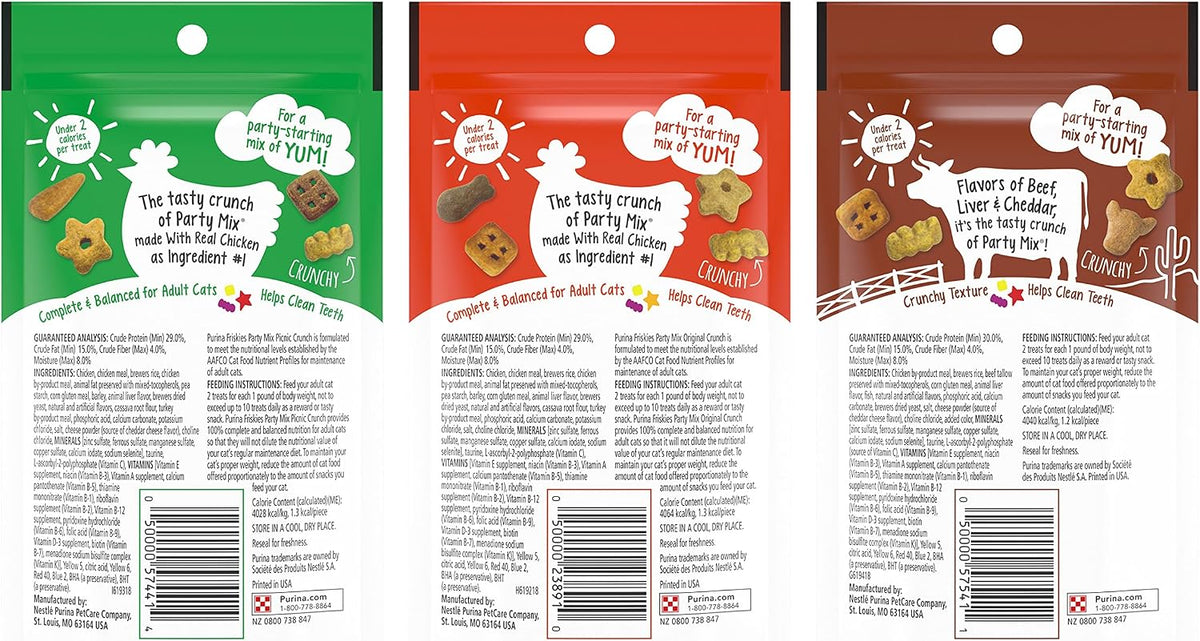 Friskies cat treat variety pack showing picnic crunch flavor pouch