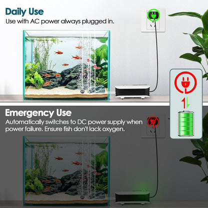 Hygger quiet air pump operating in a home aquarium setup